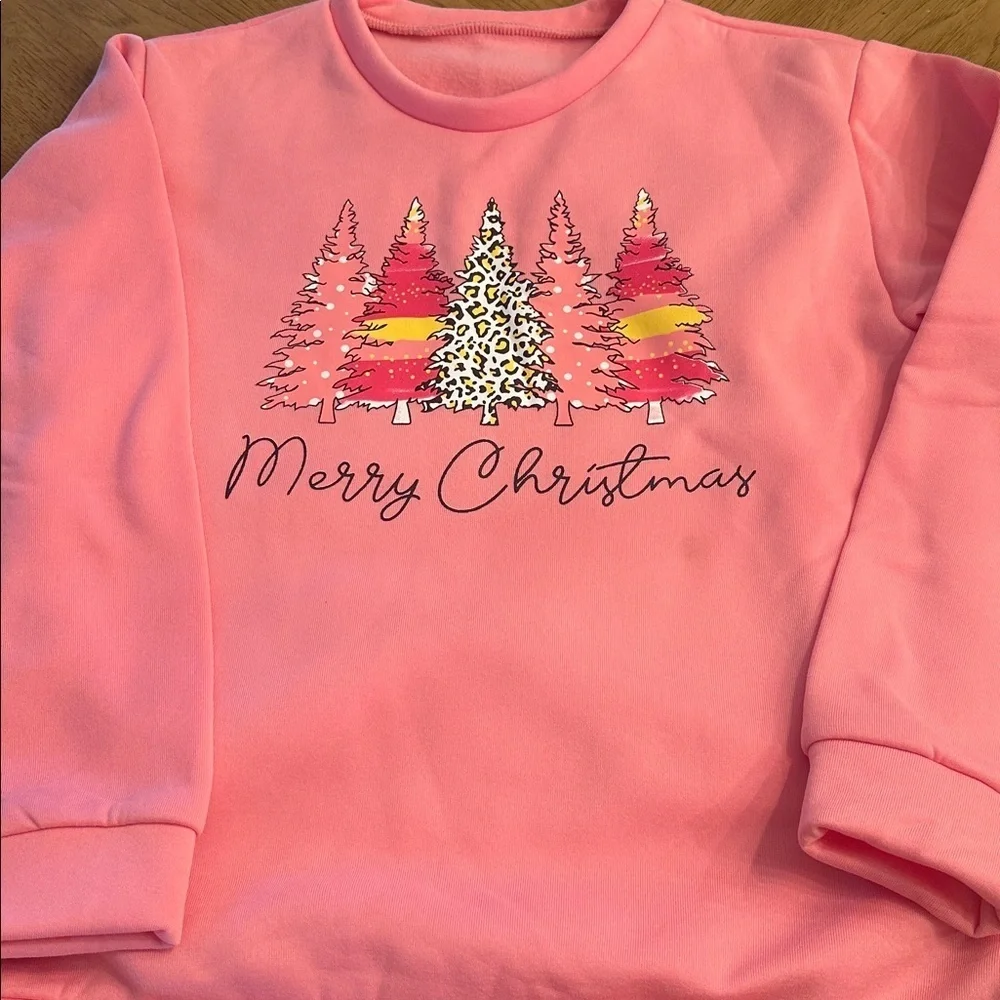 Pink Merry Christmas Sweatshirt One Size